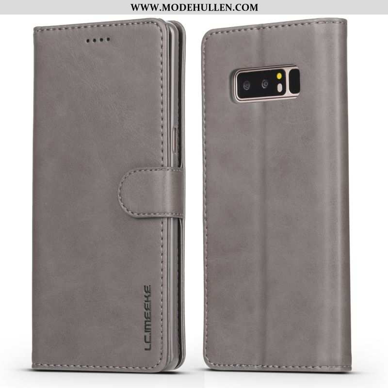 Hülle Samsung Galaxy Note 8 Leder Trend Folio Silikon Schutz Sterne Braun