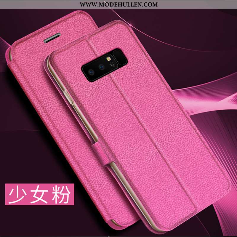 Hülle Samsung Galaxy Note 8 Lederhülle Trend Handy Clamshell Alles Inklusive Rot Anti-sturz Rosa