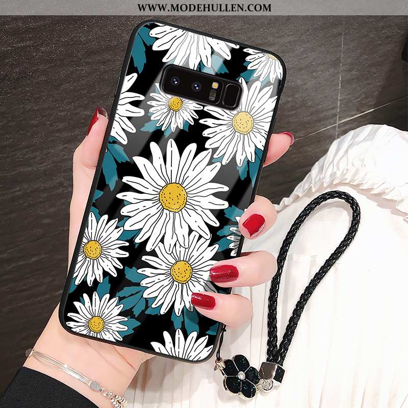 Hülle Samsung Galaxy Note 8 Mode Persönlichkeit Handy Blumen Anti-sturz Kreativ Glas Schwarz