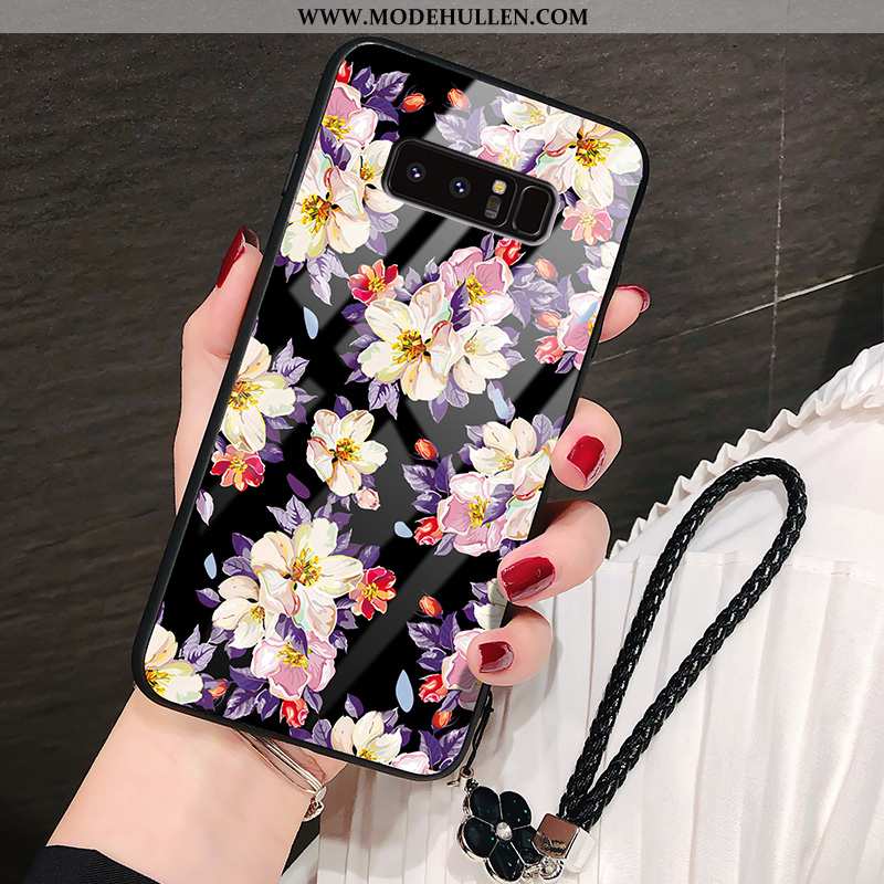 Hülle Samsung Galaxy Note 8 Mode Persönlichkeit Handy Blumen Anti-sturz Kreativ Glas Schwarz
