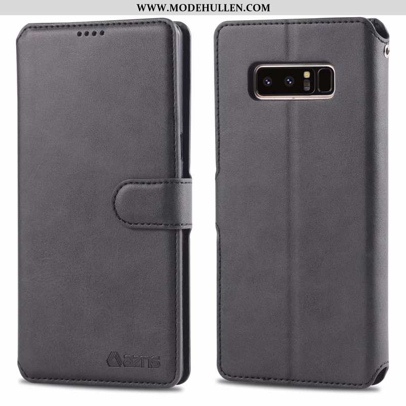 Hülle Samsung Galaxy Note 8 Schutz Lederhülle Karte Business Handy Case Schwarz