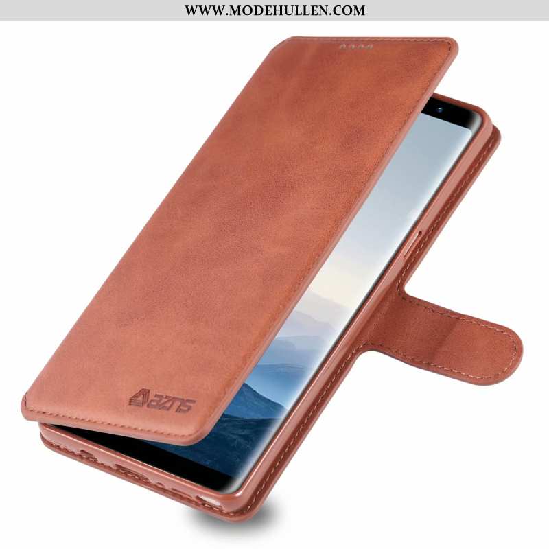 Hülle Samsung Galaxy Note 8 Schutz Lederhülle Karte Business Handy Case Schwarz