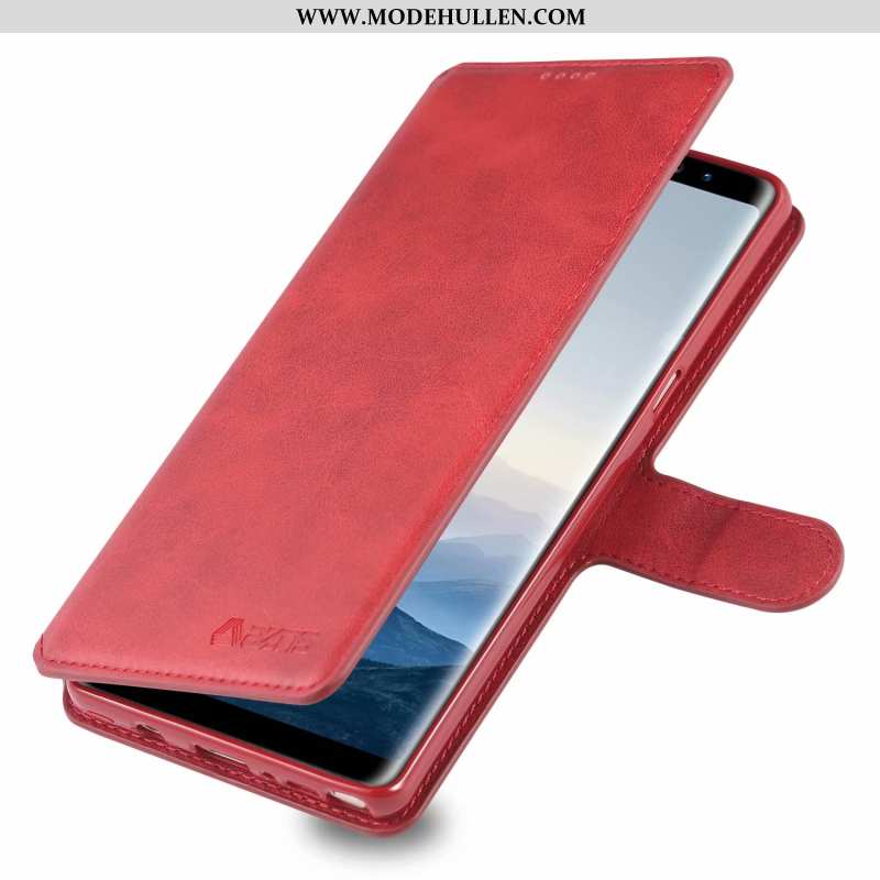 Hülle Samsung Galaxy Note 8 Schutz Lederhülle Karte Business Handy Case Schwarz