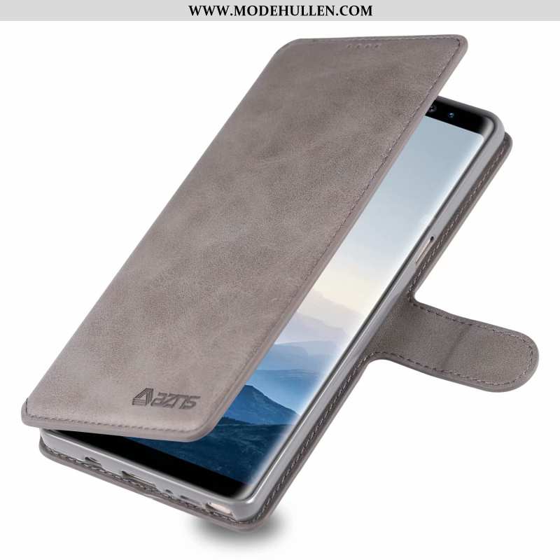 Hülle Samsung Galaxy Note 8 Schutz Lederhülle Karte Business Handy Case Schwarz