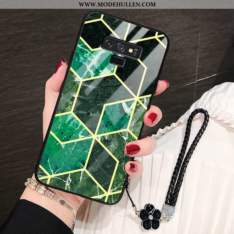 Hülle Samsung Galaxy Note 9 Glas Mode Muster Case Schutz Handy Sterne Grün