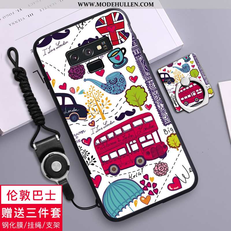 Hülle Samsung Galaxy Note 9 Karikatur Nette Weiche Liebhaber Grün Sterne Nubuck