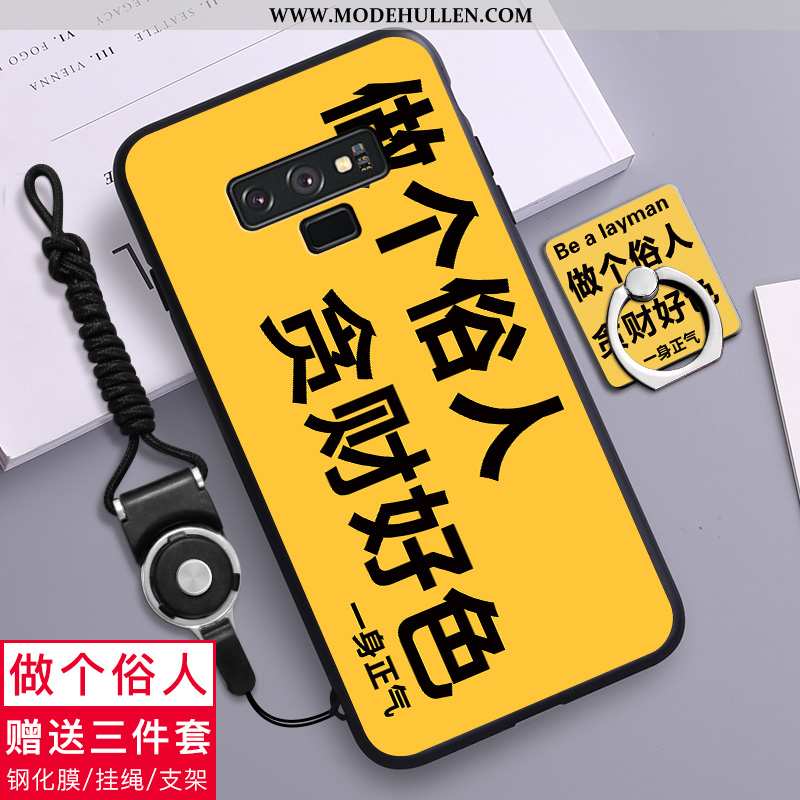 Hülle Samsung Galaxy Note 9 Karikatur Nette Weiche Liebhaber Grün Sterne Nubuck