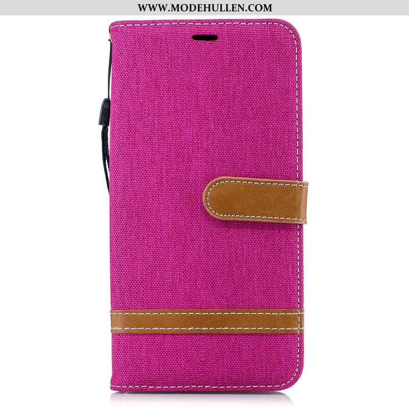 Hülle Samsung Galaxy Note 9 Lederhülle Geldbörse Case Alles Inklusive Rot Denim Folio Rosa