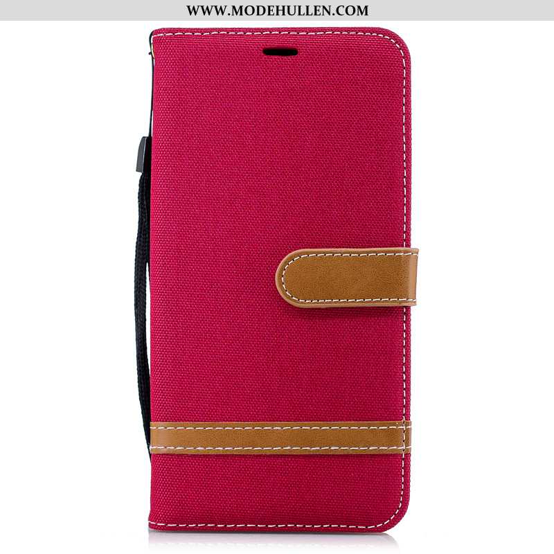 Hülle Samsung Galaxy Note 9 Lederhülle Geldbörse Case Alles Inklusive Rot Denim Folio Rosa