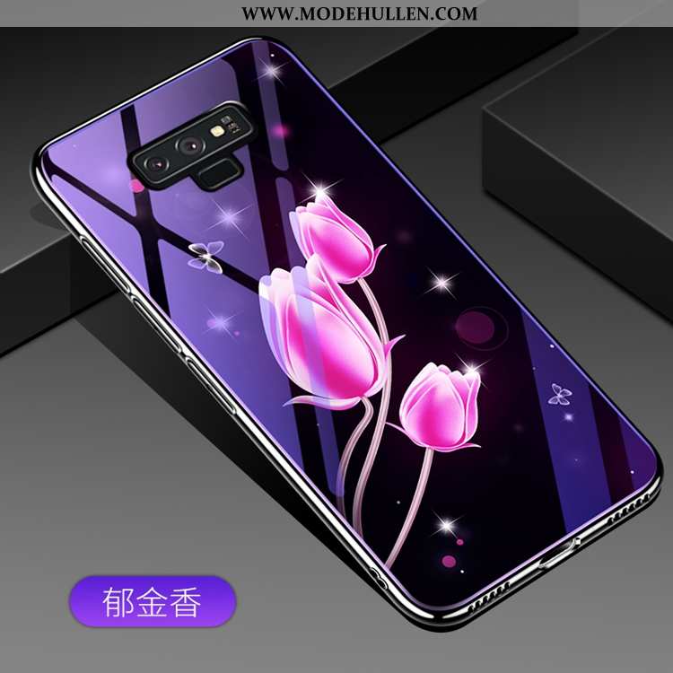 Hülle Samsung Galaxy Note 9 Mode Glas Handy Case Lila Sterne