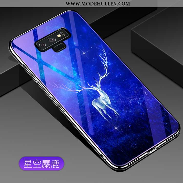 Hülle Samsung Galaxy Note 9 Mode Glas Handy Case Lila Sterne