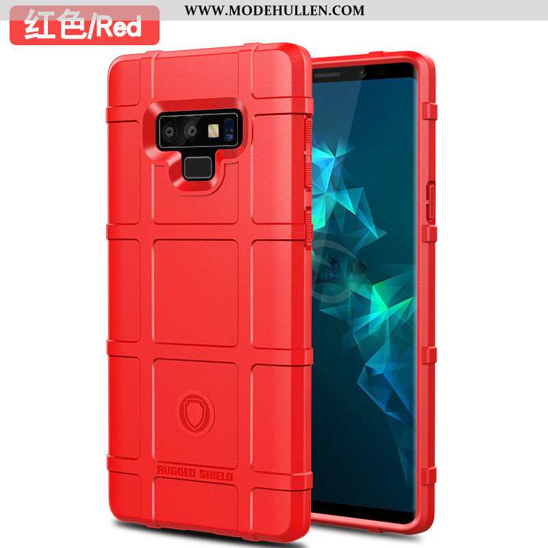 Hülle Samsung Galaxy Note 9 Silikon Schutz Case Handy Nubuck Einfassung Netto Rot Schwarz