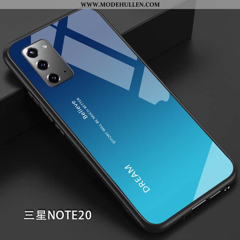 Hülle Samsung Galaxy Note20 Dünne Silikon Alles Inklusive Sterne Case Trend Einfarbig Blau