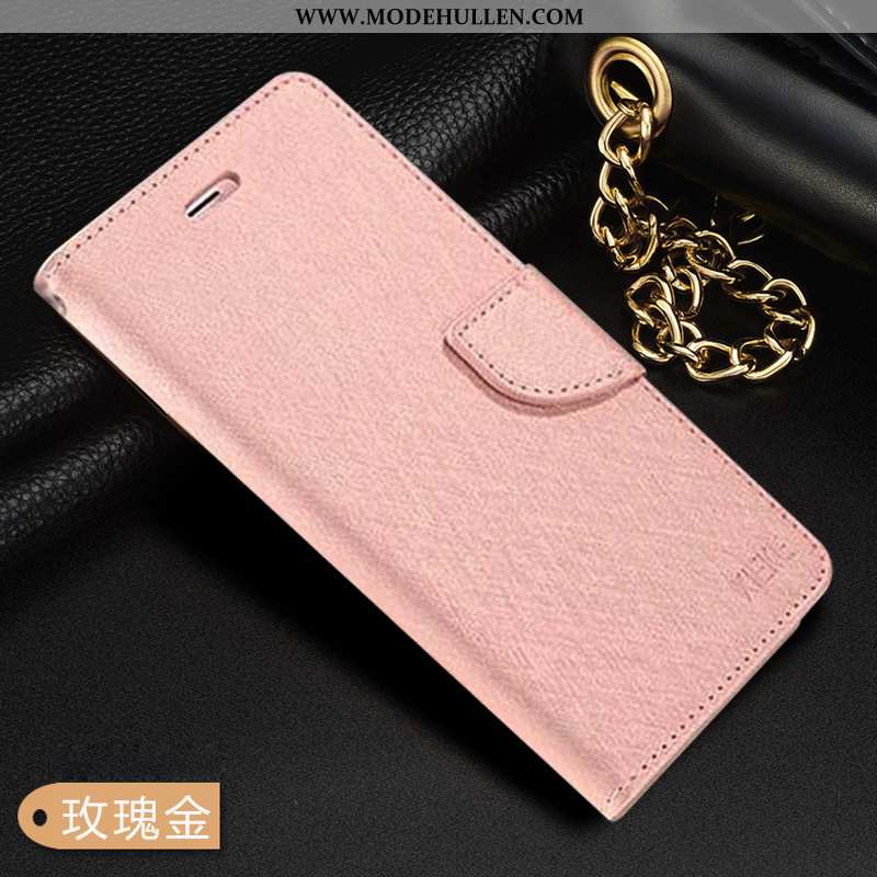 Hülle Samsung Galaxy Note20 Lederhülle Muster Handy Folio Case Seide Rosa