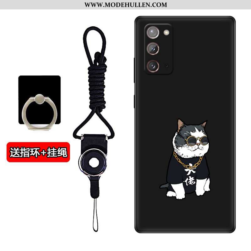 Hülle Samsung Galaxy Note20 Nubuck Karikatur Sterne Schwarz Handy Alles Inklusive Durchbrochenes