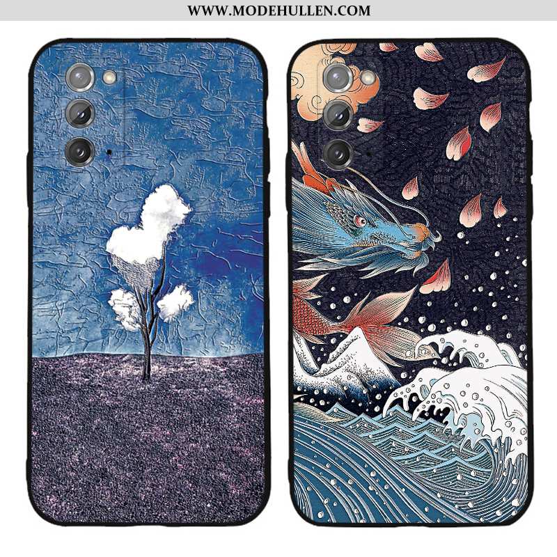 Hülle Samsung Galaxy Note20 Schutz Nubuck Case Kreativ Sterne Chinesische Art Blau