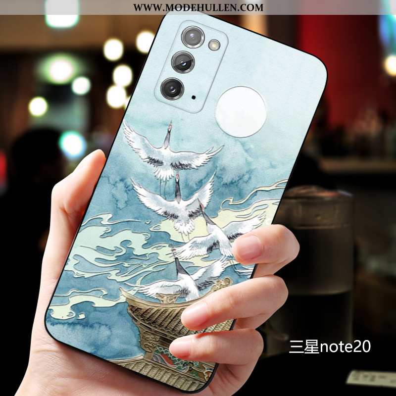 Hülle Samsung Galaxy Note20 Schutz Nubuck Case Kreativ Sterne Chinesische Art Blau