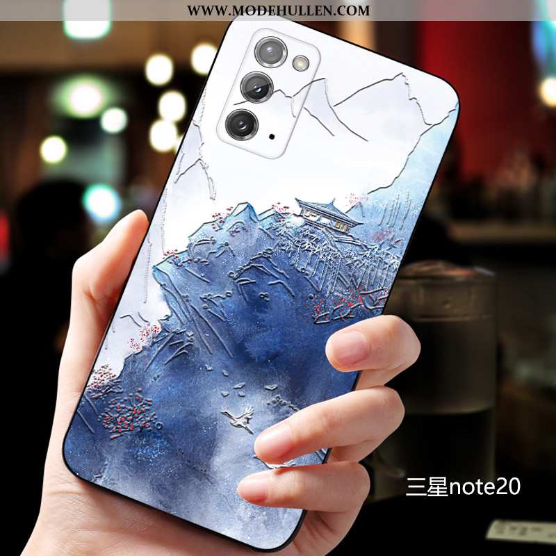 Hülle Samsung Galaxy Note20 Schutz Nubuck Case Kreativ Sterne Chinesische Art Blau