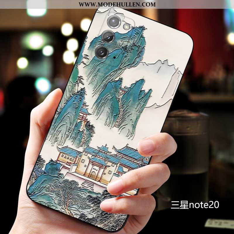 Hülle Samsung Galaxy Note20 Schutz Nubuck Case Kreativ Sterne Chinesische Art Blau