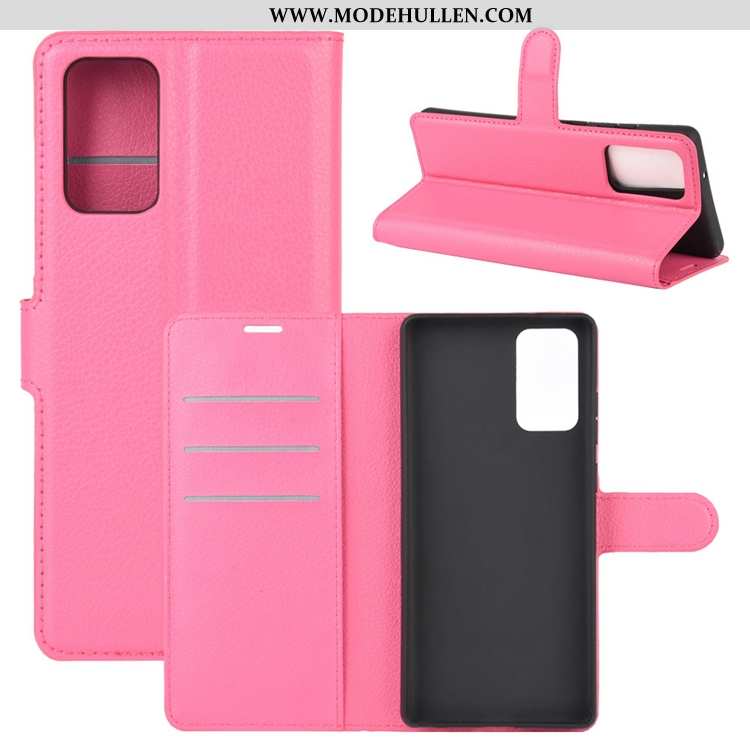 Hülle Samsung Galaxy Note20 Ultra Lederhülle Nubuck Handy Rutschfest Rosa Clamshell Karte