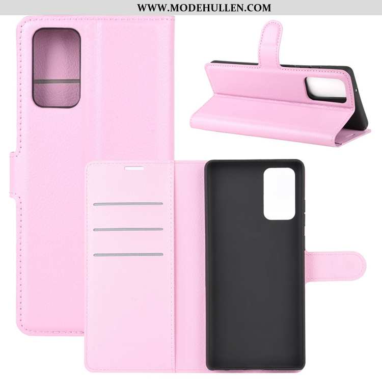 Hülle Samsung Galaxy Note20 Ultra Lederhülle Nubuck Handy Rutschfest Rosa Clamshell Karte