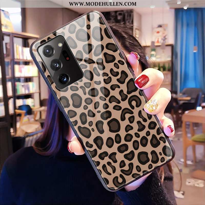 Hülle Samsung Galaxy Note20 Ultra Muster Glas Sterne Handy Lila Leopard