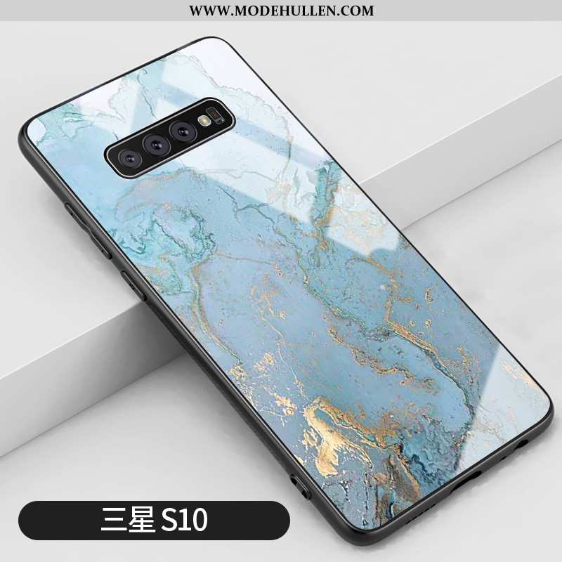 Hülle Samsung Galaxy S10 Glas Silikon Einfach Sterne Blau Anti-sturz