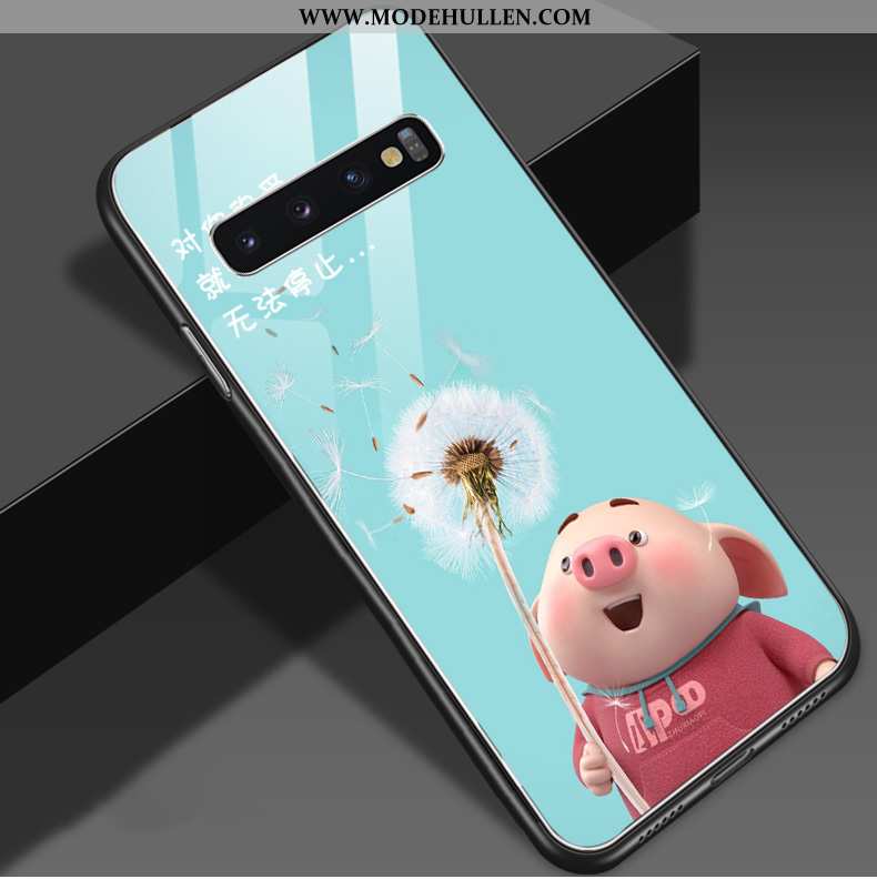 Hülle Samsung Galaxy S10 Hängende Verzierungen Persönlichkeit Mini Sterne Blau Liebhaber Spiegel