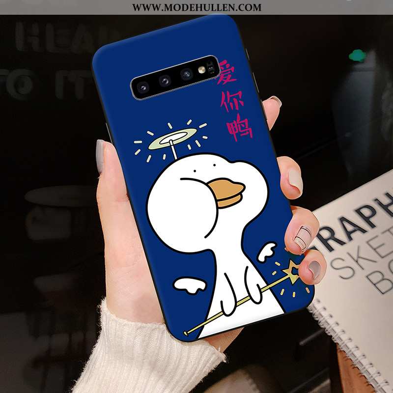 Hülle Samsung Galaxy S10 Kreativ Karikatur Persönlichkeit Sterne Silikon Dunkelblau