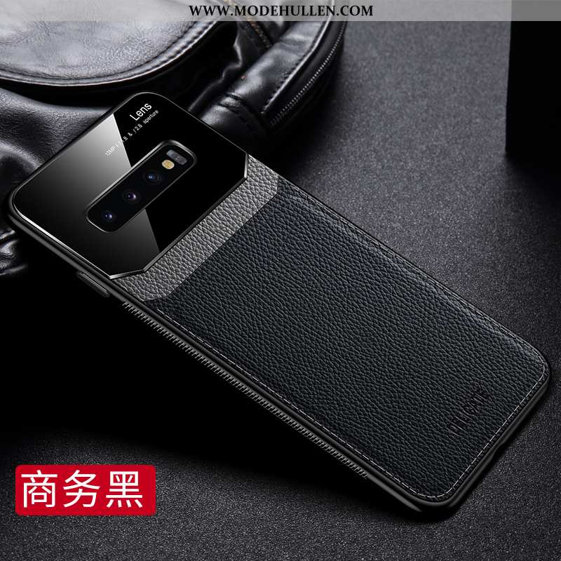 Hülle Samsung Galaxy S10 Lederhülle Nubuck Glas Case Leder Anti-sturz Alles Inklusive Dunkelblau