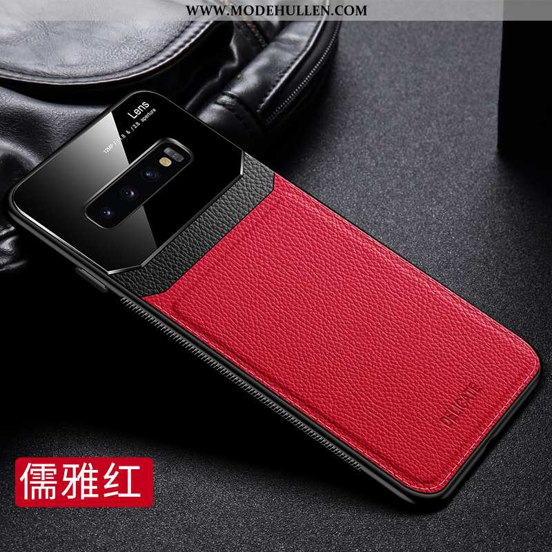 Hülle Samsung Galaxy S10 Lederhülle Nubuck Glas Case Leder Anti-sturz Alles Inklusive Dunkelblau