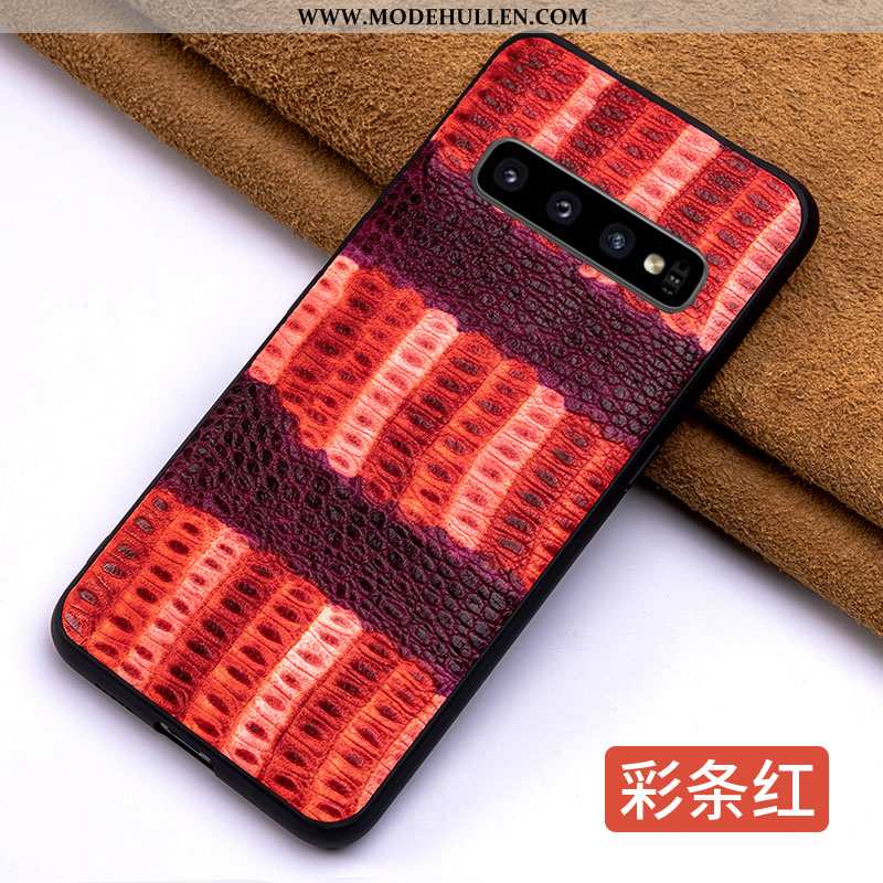 Hülle Samsung Galaxy S10 Lederhülle Persönlichkeit Dünne Case Leder Sterne Grün