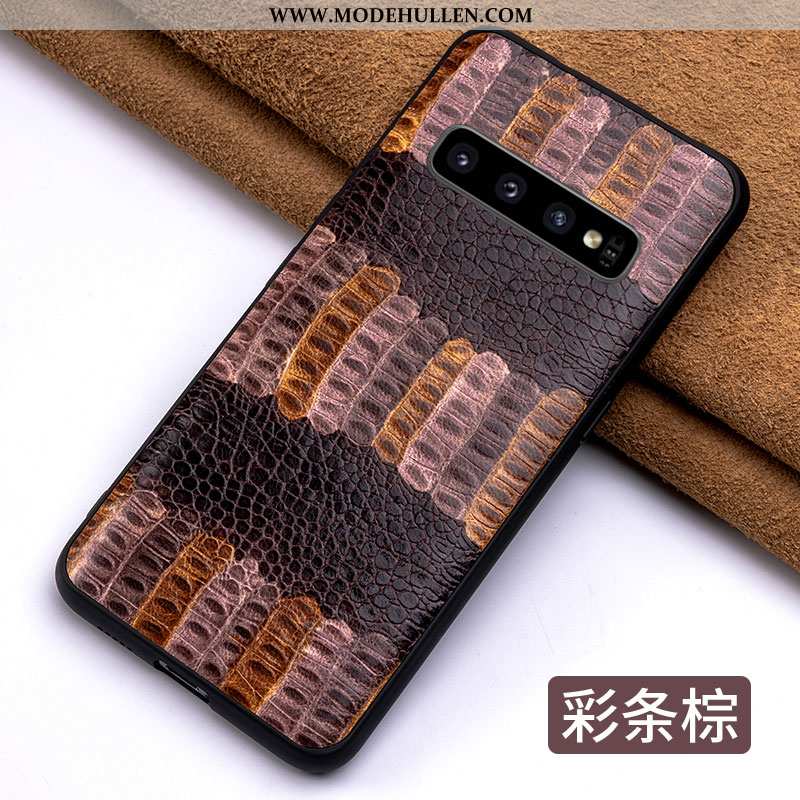 Hülle Samsung Galaxy S10 Lederhülle Persönlichkeit Dünne Case Leder Sterne Grün