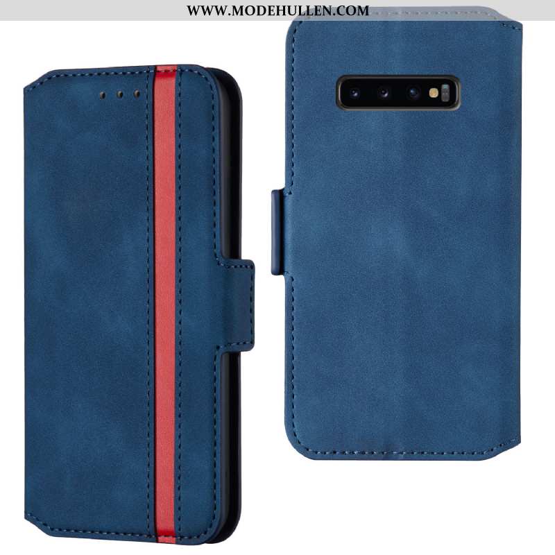 Hülle Samsung Galaxy S10+ Lederhülle Persönlichkeit Folio Rot Anti-sturz Trend Case Rote