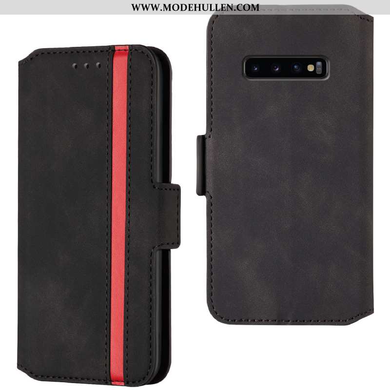 Hülle Samsung Galaxy S10+ Lederhülle Persönlichkeit Folio Rot Anti-sturz Trend Case Rote