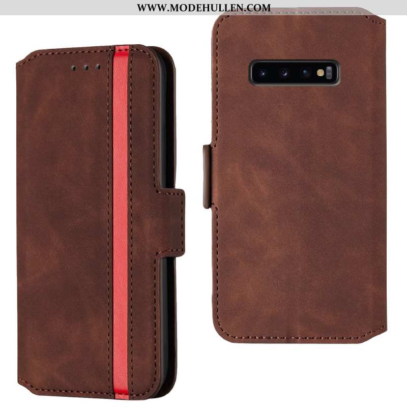 Hülle Samsung Galaxy S10+ Lederhülle Persönlichkeit Folio Rot Anti-sturz Trend Case Rote