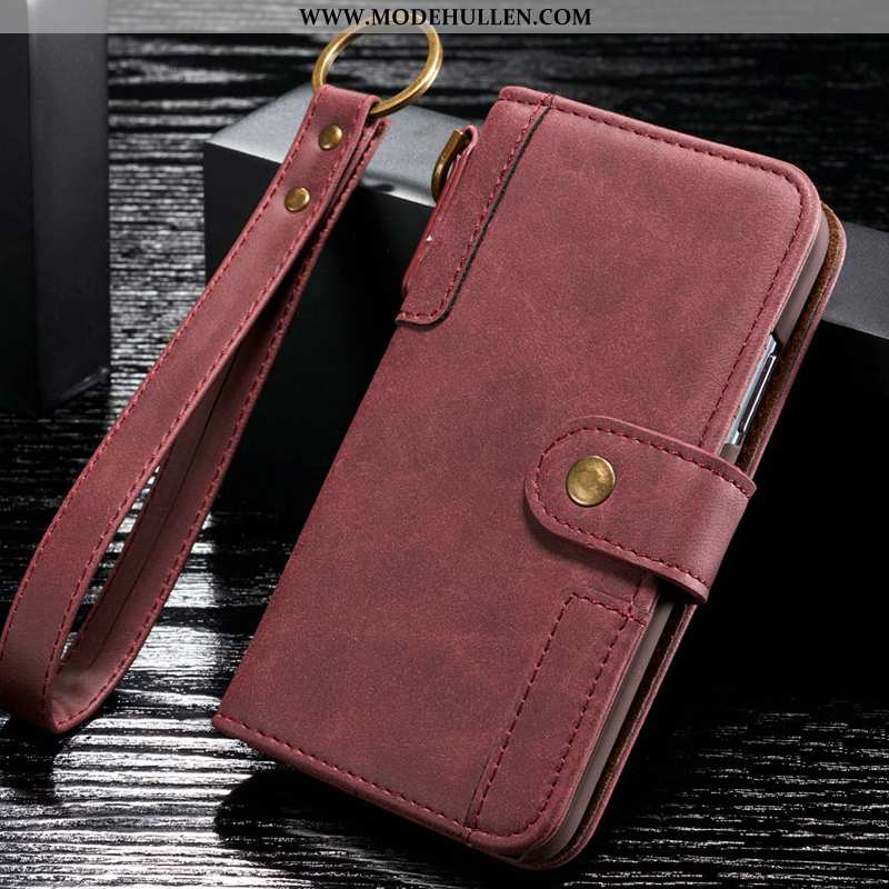 Hülle Samsung Galaxy S10 Lederhülle Schutz Handy Folio Case Burgund