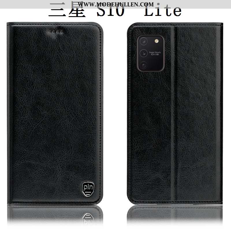 Hülle Samsung Galaxy S10 Lite Echt Leder Lederhülle Anti-sturz Sterne Case Handy Folio Braun