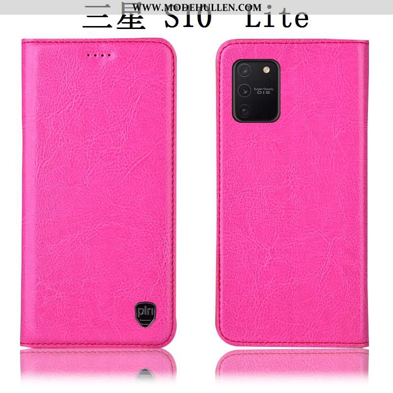 Hülle Samsung Galaxy S10 Lite Echt Leder Lederhülle Anti-sturz Sterne Case Handy Folio Braun