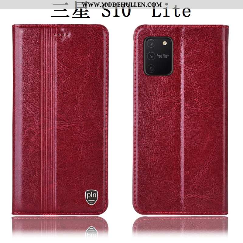 Hülle Samsung Galaxy S10 Lite Lederhülle Schutz Case Braun Sterne Folio