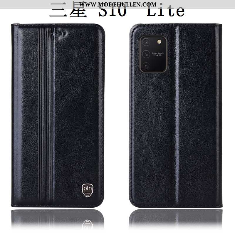 Hülle Samsung Galaxy S10 Lite Lederhülle Schutz Case Braun Sterne Folio