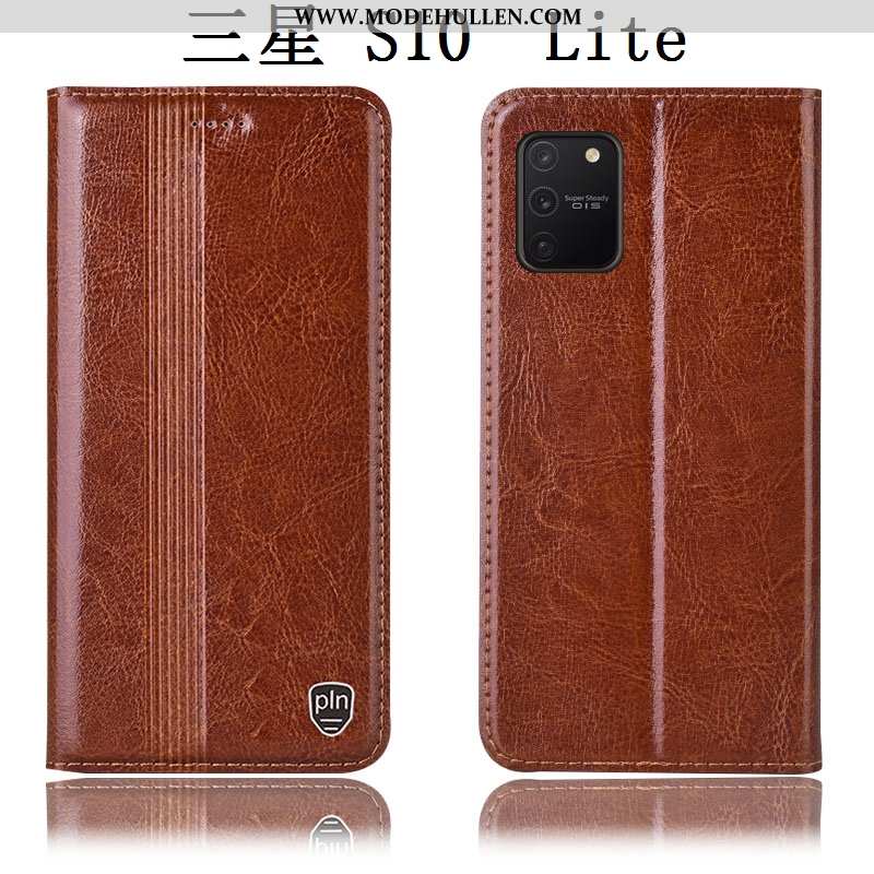 Hülle Samsung Galaxy S10 Lite Lederhülle Schutz Case Braun Sterne Folio