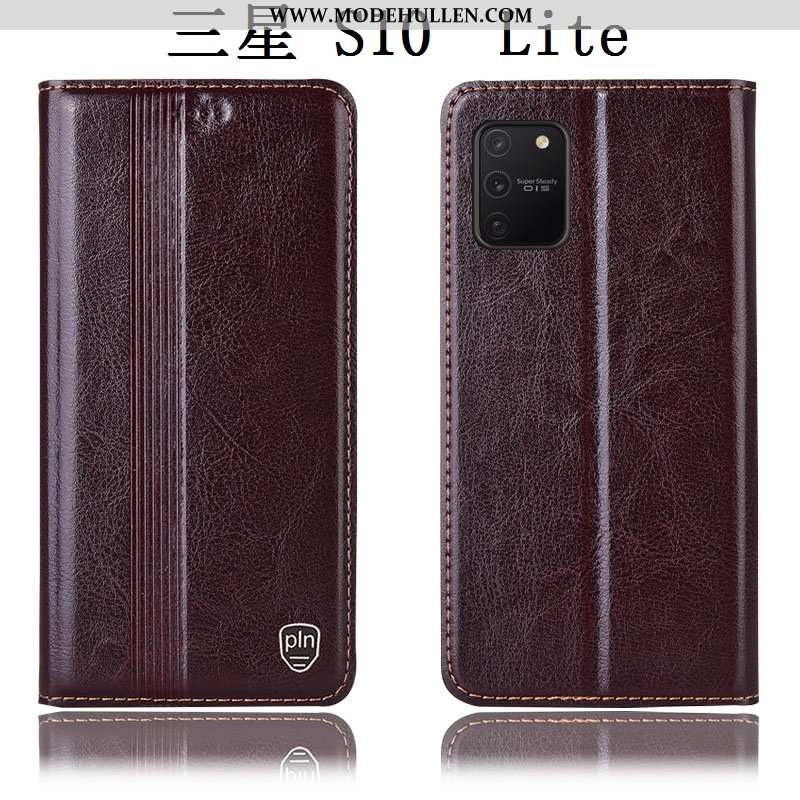 Hülle Samsung Galaxy S10 Lite Lederhülle Schutz Case Braun Sterne Folio