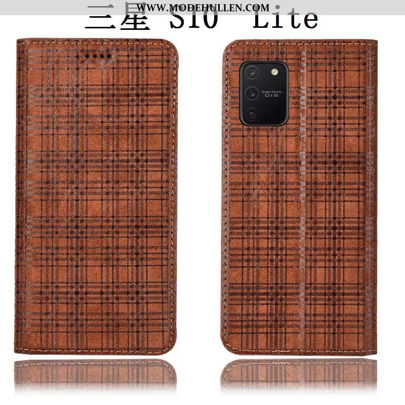 Hülle Samsung Galaxy S10 Lite Schutz Lederhülle Braun Handy Samt Case