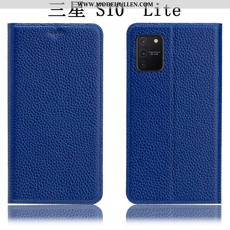 Hülle Samsung Galaxy S10 Lite Schutz Lederhülle Litchi Sterne Handy Case Braun