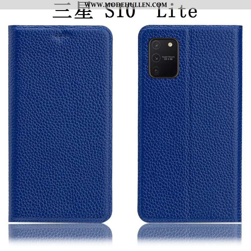 Hülle Samsung Galaxy S10 Lite Schutz Lederhülle Litchi Sterne Handy Case Braun