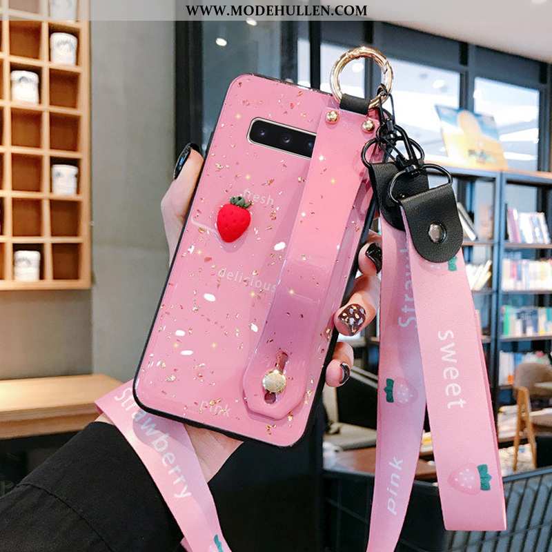 Hülle Samsung Galaxy S10+ Nette Trend Hängende Verzierungen Case Kreativ Silikon Kuh Rosa