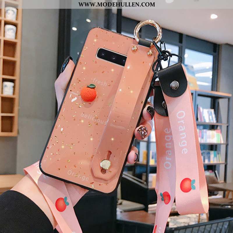 Hülle Samsung Galaxy S10+ Nette Trend Hängende Verzierungen Case Kreativ Silikon Kuh Rosa