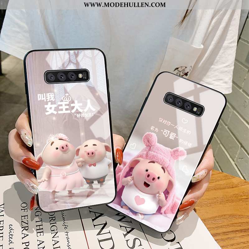 Hülle Samsung Galaxy S10+ Nette Trend Schwer Netto Rot Persönlichkeit Karikatur Rosa