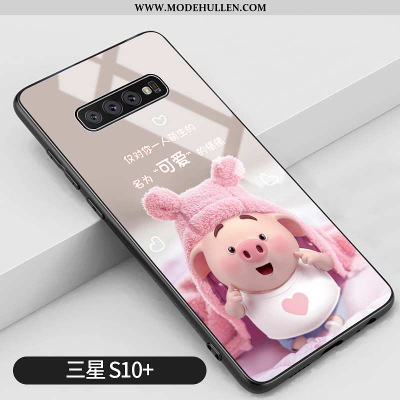 Hülle Samsung Galaxy S10+ Nette Trend Schwer Netto Rot Persönlichkeit Karikatur Rosa